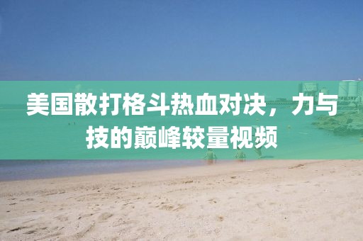 美國散打格斗熱血對決，力與技的巔峰較量視頻