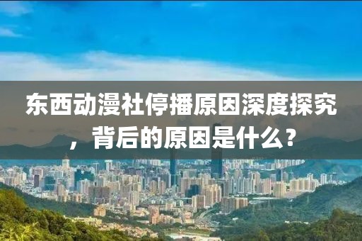 東西動漫社停播原因深度探究，背后的原因是什么？